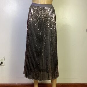 Eleven Loves Ella Sequinned Pleated Midi Skirt Sz XS